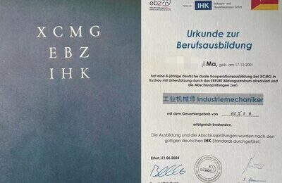 38 adeptů ze společnosti XCMG získalo v průlomovém čínsko-německém programu certifikaci IHK