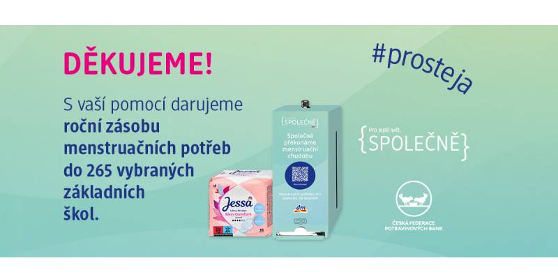 Společnost dm spolu se svými zákazníky přispěla na řešení menstruační chudoby částkou více než 8 milionů Kč Společnost dm spolu se svými zákazníky přispěla na řešení menstruační chudoby částkou více než 8 milionů Kč