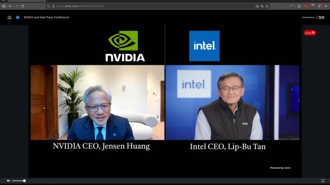 Nvidia investuje 5 miliard dolarů do Intelu, propojí x86 CPU a RTX GPU