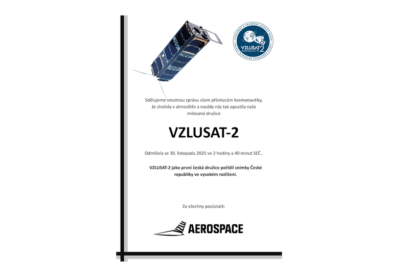 Družice VZLUSAT-2, která vyfotila „první české vesmírné selfie“, shořela v atmosféře. VZLU AEROSPACE zpřístupoňuje část dat, která pořídila