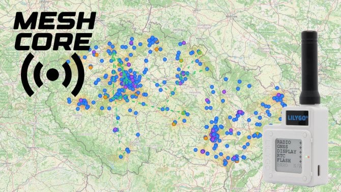 Pokusy s MeshCore: vlastní repeater, spojení přes republiku a klient Meshy Pokusy s MeshCore: vlastní repeater, spojení přes republiku a klient Meshy